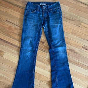 Red engine boot cut jeans